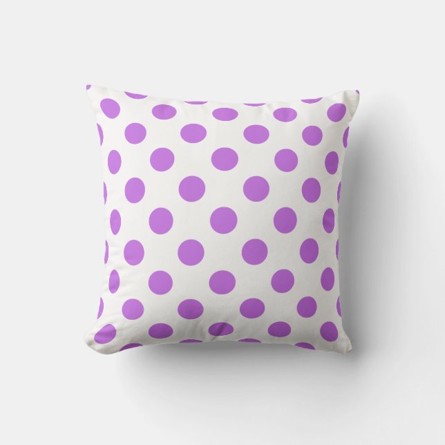 Lilac and white polka dots cushion (Front)