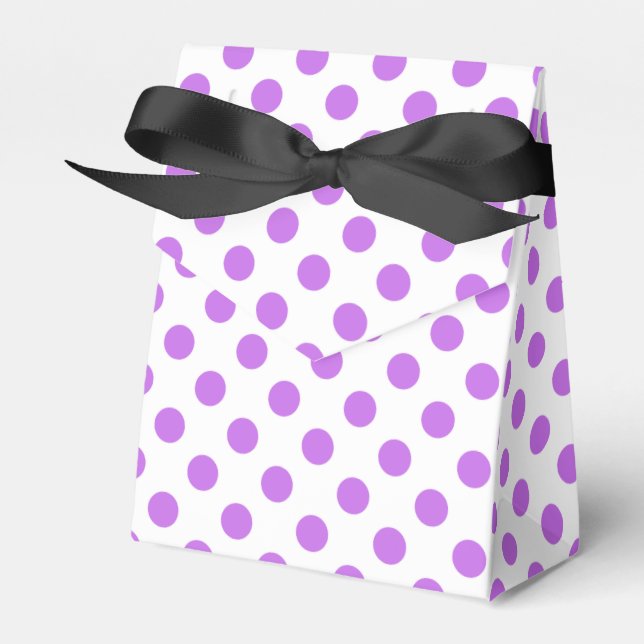 Lilac and white polka dots favour box (Front Side)