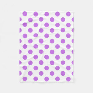 Lilac and white polka dots fleece blanket