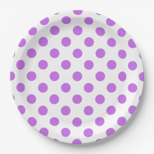 Lilac and white polka dots paper plate