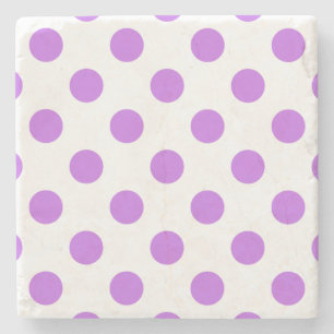 Lilac and white polka dots stone coaster