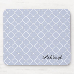 Lilac and White Quatrefoil Mouse Mat
