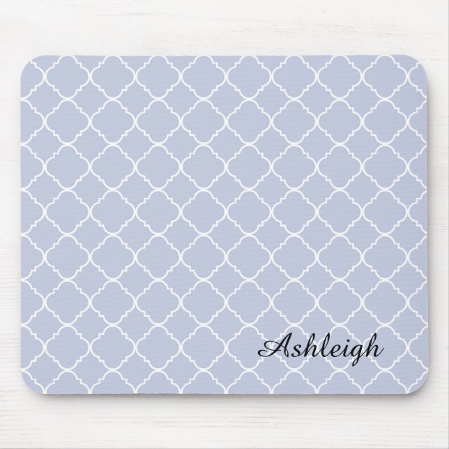Lilac and White Quatrefoil Mouse Mat (Front)