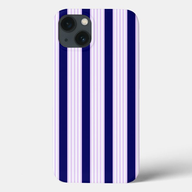 Lilac and white stripes pattern with navy blue Case-Mate iPhone case (Back)