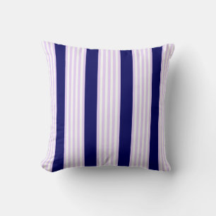Lilac and white stripes pattern with navy blue cushion