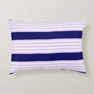 Lilac and white stripes pattern with navy blue decorative cushion
