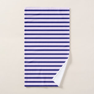 Lilac and white stripes pattern with navy blue hand towel