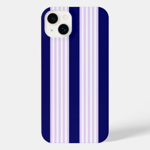 Lilac and white stripes pattern with navy blue iPhone 14 plus case