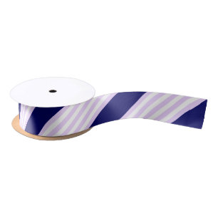 Lilac and white stripes pattern with navy blue satin ribbon