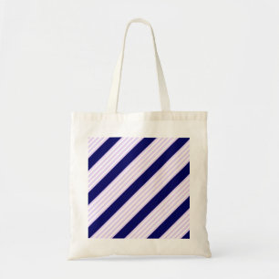 Lilac and white stripes pattern with navy blue tote bag