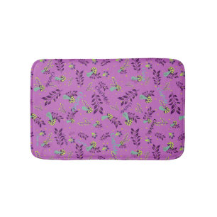Lilac and Yellow Cute Mushrooms Personalised Bath Mat