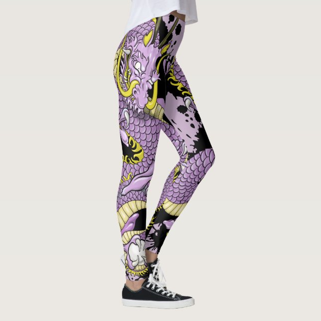 Lilac and Yellow Splash Dragon Tattoo Leggings (Right)