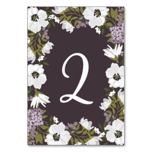 Lilac Anemone Blooms Table Numbers Flat Card