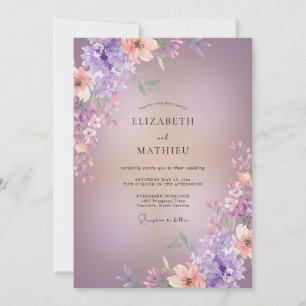 Lilac Apricot Wildflower Wedding Invitation