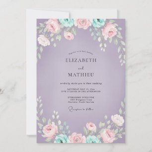Lilac Aqua Wildflower Wedding Invitation