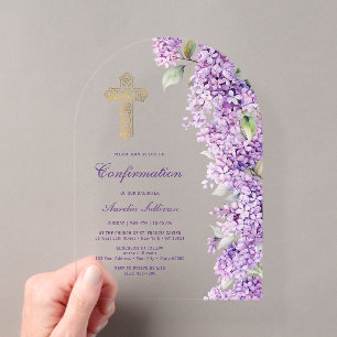 Lilac Arch Confirmation Acrylic Invitations