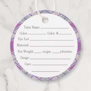LILAC ARGYLE KNIT 2" Round Yarn Tags