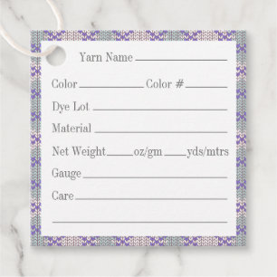 LILAC ARGYLE KNIT 2" Square Yarn Tags