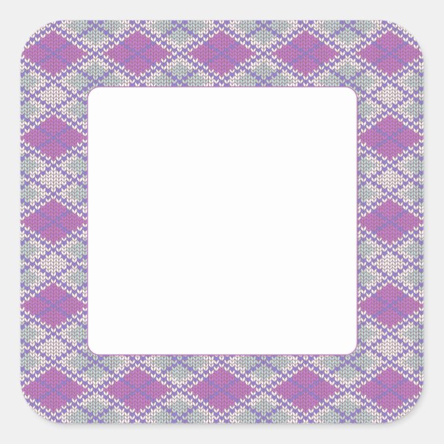 LILAC ARGYLE KNIT 3" Square Stickers (Front)