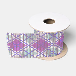 LILAC ARGYLE KNIT 3" Wide Satin Ribbon