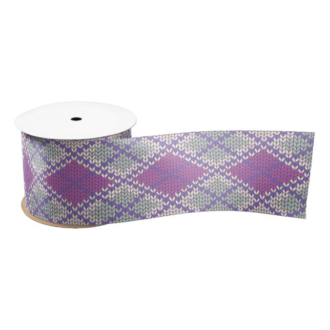 LILAC ARGYLE KNIT 3" Wide Satin Ribbon (Spool)