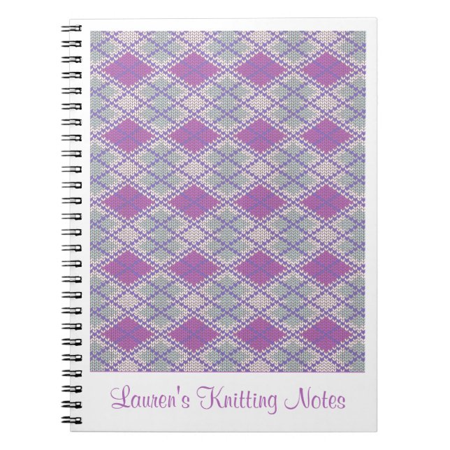 LILAC ARGYLE KNIT 6.5x8.75 Notebook + Text (Front)