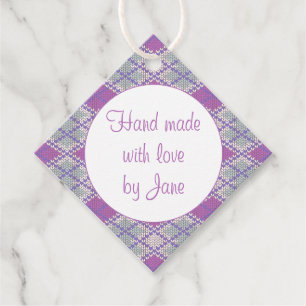 LILAC ARGYLE KNIT Diamond "Hand Made" Tags