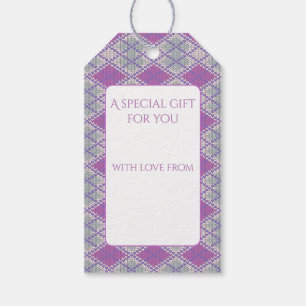LILAC ARGYLE KNIT Gift Tags