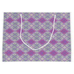 LILAC ARGYLE KNIT Large Gift Bag