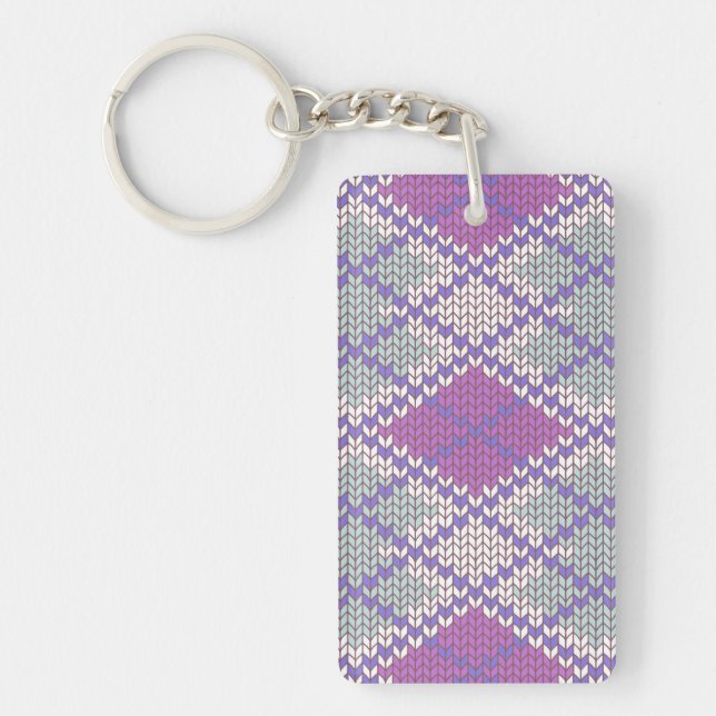 LILAC ARGYLE KNIT Rectangle Acrylic Keychain (Front)