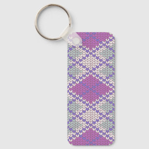 LILAC ARGYLE KNIT Rectangle Aluminium Keychain