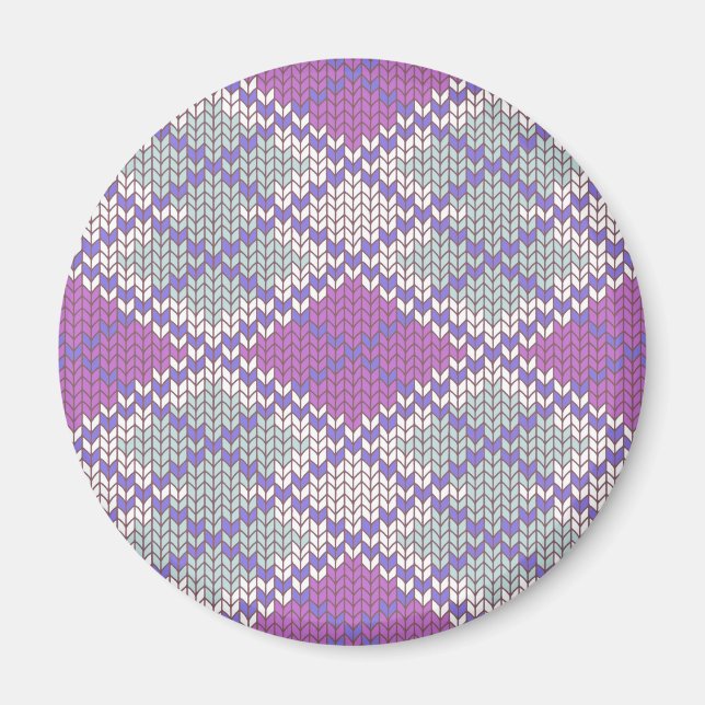 LILAC ARGYLE KNIT Round Magnet (Front)
