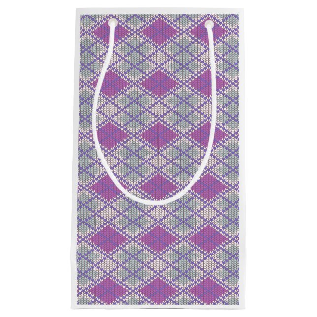 LILAC ARGYLE KNIT Small Gift Bag (Front)