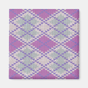 LILAC ARGYLE KNIT Square Magnet