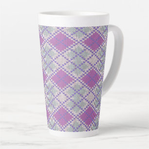 LILAC ARGYLE KNIT Tall Latte Mug