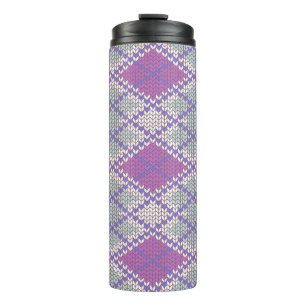LILAC ARGYLE KNIT Thermal Tumbler