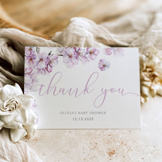 Lilac baby in bloom Cherry blossom thank you Card (Creator Uploaded)