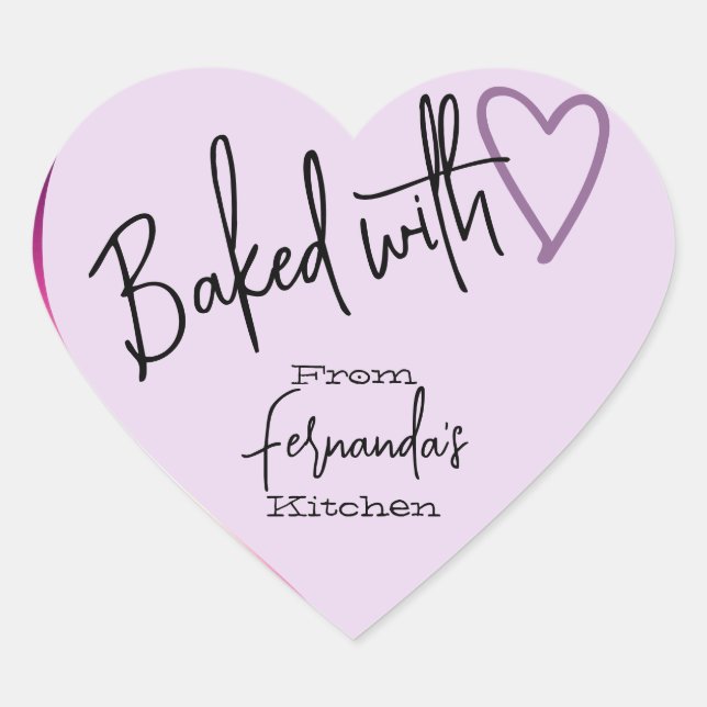 Lilac Baked with Love Baking From The Kitchen Of  Heart Sticker (Front)
