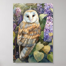 Lilac Barn Owl Print & Downloadable