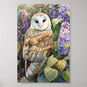 Lilac Barn Owl Print & Downloadable