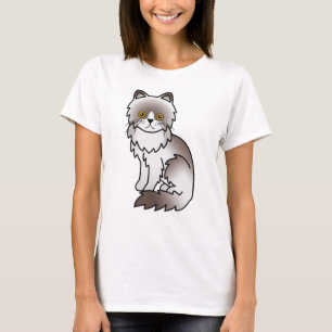 Lilac Bi-Colour Persian Cute Cartoon Cat T-Shirt