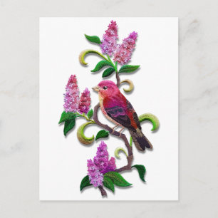 lilac bird postcard