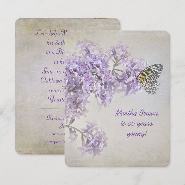 Lilac Birthday Invitation (Front/Back)
