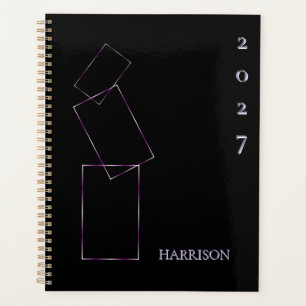 Lilac Black Geometric Frame Custom Planner
