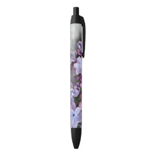 Lilac blooming black ink pen