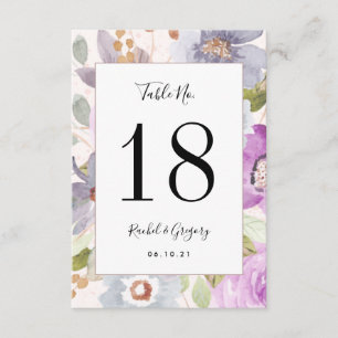 Lilac Blooms Customisable Table Number Card