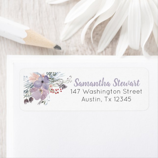 Lilac Blooms Floral Custom Stationery Address  (Insitu)