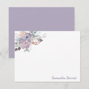 Lilac Blooms Floral Personalised Stationery  Card