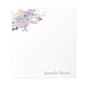 Lilac Blooms Floral Personalised Stationery Note