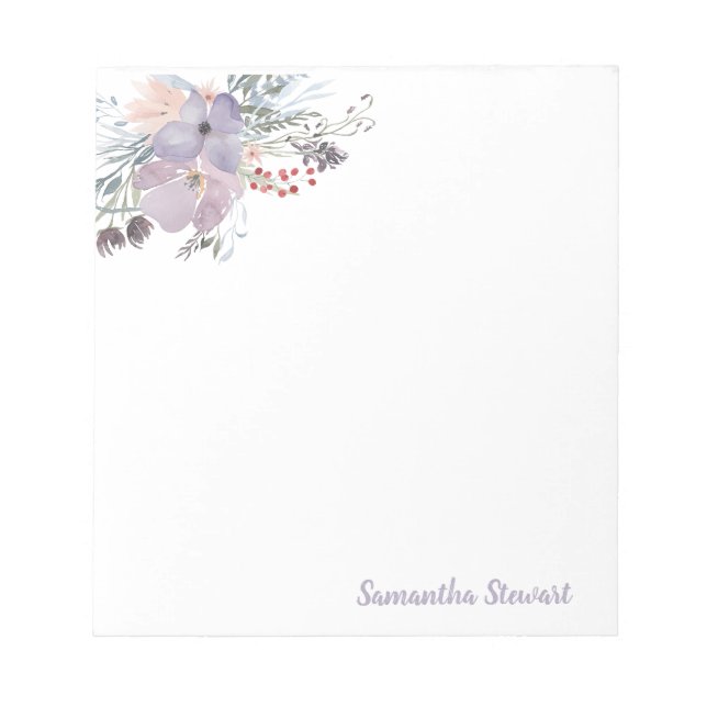 Lilac Blooms Floral Personalised Stationery  Note  (Front)